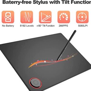 TeinenRon Drawing Tablet 7.6 × 5.6 inch Active Area,Graphic Drawing Pad with Roll Key & 8192 Levels Battery-Free Pen,Digital Writing Pad for PC/Mac/Android OS,(Drawing/E-Learning/Remote Working)