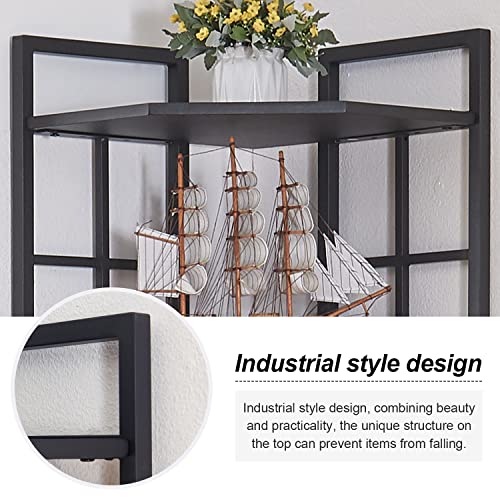 HOMISSUE 6 Tier Industrial Corner Shelf Unit, 76.9” Tall Corner Bookcase Storage Display Organizer Storage Stand for Home Office, Black