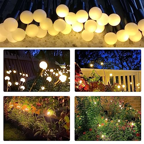 Slyuexu Decorative Solar Garden Lights Outdoor Waterproof: 4Pack 24LEDs Vibrant Wind Swaying Dancing Firefly Outside Decor, High Flexible Wire, Bright Solar Powered Decoration for Yard Patio Lawn Path