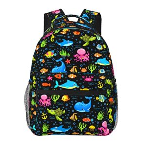 cute sea turtle animalbackpack 3d print shark dolphin anchor backpacks unisex sports travel bag gifts for women men adults fans 16 inch