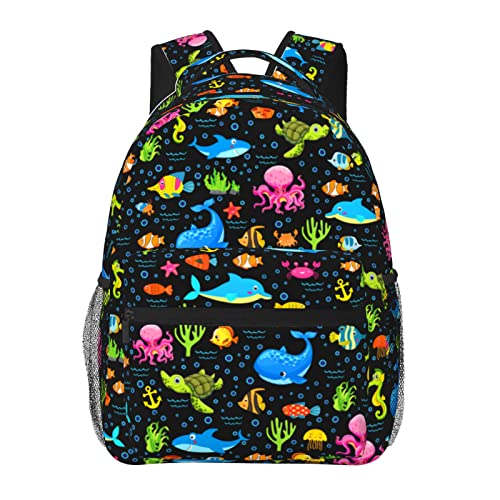 Cute Sea Turtle AnimalBackpack 3D Print Shark Dolphin Anchor Backpacks Unisex Sports Travel Bag Gifts For Women Men Adults Fans 16 Inch