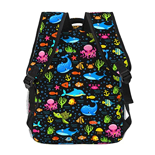 Cute Sea Turtle AnimalBackpack 3D Print Shark Dolphin Anchor Backpacks Unisex Sports Travel Bag Gifts For Women Men Adults Fans 16 Inch