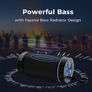 comiso X26 Bluetooth Speaker, IPX5 Waterproof Speakers 360° HD Surround Sound with Punchy Bass, Wireless Dual Pairing, 24H Playtime, Portable Speaker for Shower, Home, Outdoor, Camping, Beach - Black