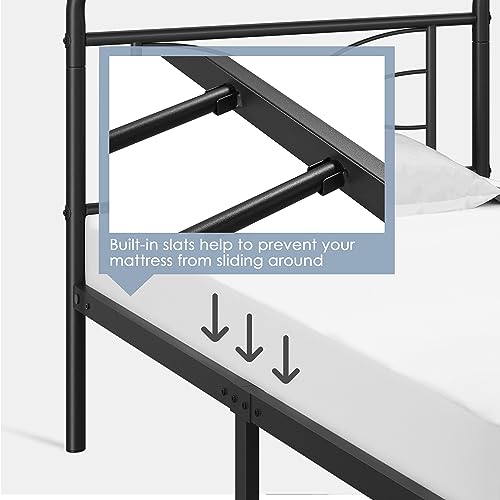 Topeakmart Twin Bed Frames Metal Bed with Vintage Style/Criss-Cross Design Headboard/Mattress Foundation/No Box Spring Needed/Under Bed Storage/Strong Slat Support Black Twin Bed