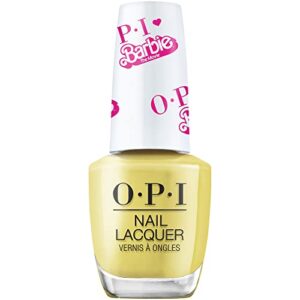 opi nail lacquer, opaque crème finish yellow nail polish, up to 7 days of wear, chip resistant & fast drying, 3 barbie limited edition collection, hi ken, 0.5 fl oz