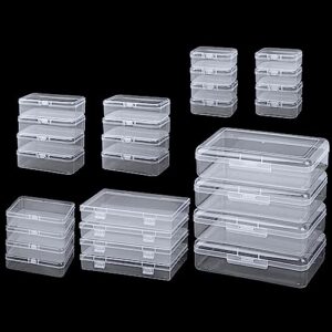 quefe 28 pack mixed sizes small plastic organizer storage box, rectangular empty mini clear plastic organizer storage box containers with lids for small items and other craft projects