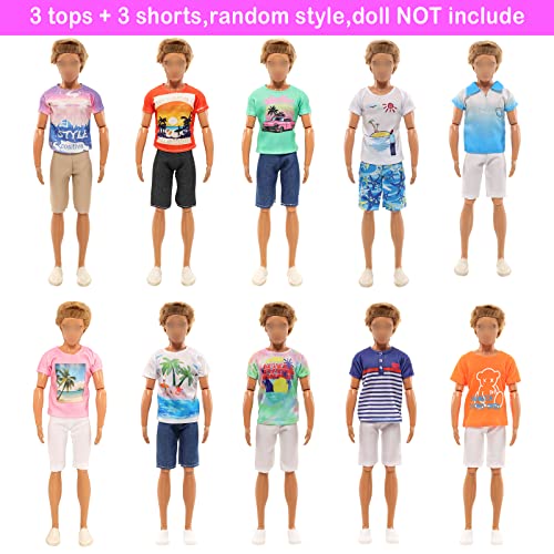 16 Pcs Boy Doll Fashion Pack - 8 Set Clothes Top and Pant Outfits with 5 Shoes 3 Accessories for Boy Doll Black Suit Sweatshirt Casual Wear Random Style