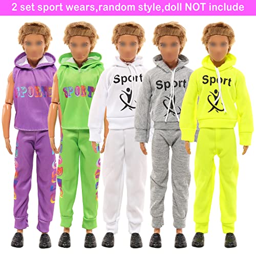 16 Pcs Boy Doll Fashion Pack - 8 Set Clothes Top and Pant Outfits with 5 Shoes 3 Accessories for Boy Doll Black Suit Sweatshirt Casual Wear Random Style