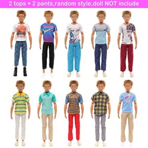 16 Pcs Boy Doll Fashion Pack - 8 Set Clothes Top and Pant Outfits with 5 Shoes 3 Accessories for Boy Doll Black Suit Sweatshirt Casual Wear Random Style