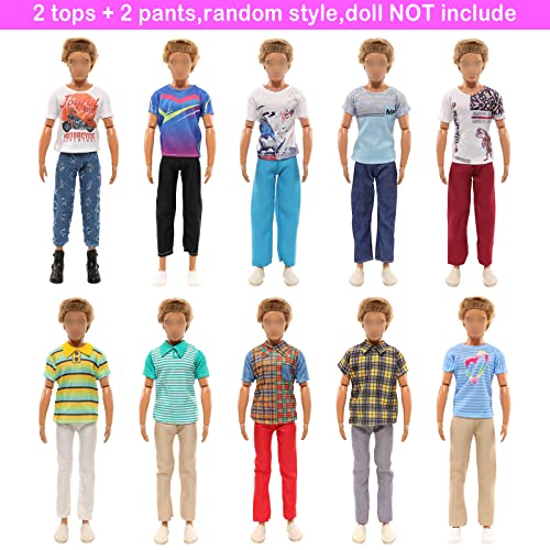 16 Pcs Boy Doll Fashion Pack - 8 Set Clothes Top and Pant Outfits with 5 Shoes 3 Accessories for Boy Doll Black Suit Sweatshirt Casual Wear Random Style