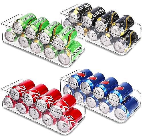 Moretoes Fridge Organizers and Storage, Drink Organizer for Fridge, Soda Can Dispenser for Refrigerator, Can Organizers and Storage for Pantry, Set of 4 Drink Dispenser for Fridge, Kitchen