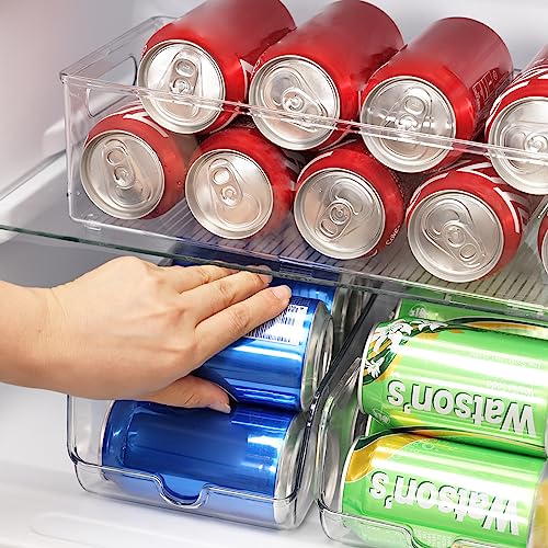 Moretoes Fridge Organizers and Storage, Drink Organizer for Fridge, Soda Can Dispenser for Refrigerator, Can Organizers and Storage for Pantry, Set of 4 Drink Dispenser for Fridge, Kitchen