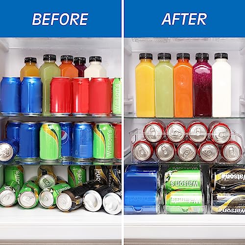 Moretoes Fridge Organizers and Storage, Drink Organizer for Fridge, Soda Can Dispenser for Refrigerator, Can Organizers and Storage for Pantry, Set of 4 Drink Dispenser for Fridge, Kitchen