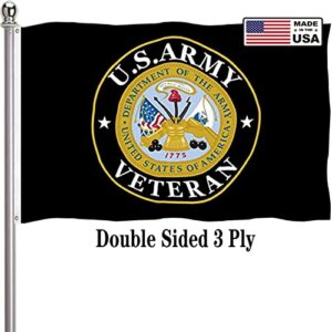 us army veteran emblem flag 3x5 outdoor double sided 3 ply-made in usa army gold crest military flags-vivid color clear pattern reinforcement sewing durable polyester with 2 brass grommets