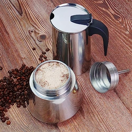 DITOSH Stovetop Espresso Maker Sainless Steel Moka Pot Espresso Maker Percolator Italian Coffee Maker Capable Moka Coffee Machine Cafe Percolator Maker for Home & Camping (2Cup-Straight)