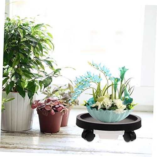 Yardwe Pot Stand with Casters Potted Plants Round Planter House Plants Heavy Duty Plant Caddy with Wheels Flowerpot Caddy Garden Planter Trolley Base Plate Trolley Tray Pot Tray Manual Pp