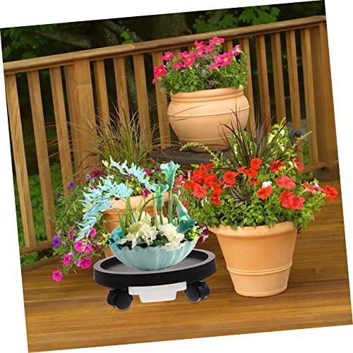 Yardwe Pot Stand with Casters Potted Plants Round Planter House Plants Heavy Duty Plant Caddy with Wheels Flowerpot Caddy Garden Planter Trolley Base Plate Trolley Tray Pot Tray Manual Pp