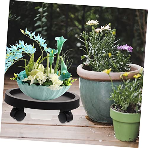 Yardwe Pot Stand with Casters Potted Plants Round Planter House Plants Heavy Duty Plant Caddy with Wheels Flowerpot Caddy Garden Planter Trolley Base Plate Trolley Tray Pot Tray Manual Pp