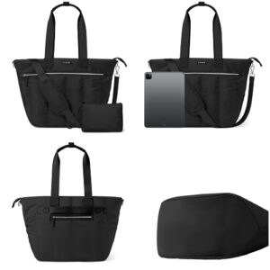 LYAUK Tote Bag for Women, Puffy Hobo Tote Bag with zipper, Shoulder Bag Crossbody Handbag, Top Handle Satchel, Black
