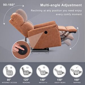 Electric Recliner Chairs, Small Power Recliner Chair on Clearance, Home Theater Recliners with USB Port, Thick Back Cushion, Ergonomic Narrow Recliner Chair for Small Spaces