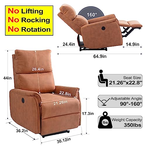 Electric Recliner Chairs, Small Power Recliner Chair on Clearance, Home Theater Recliners with USB Port, Thick Back Cushion, Ergonomic Narrow Recliner Chair for Small Spaces