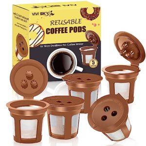 vivi sky reusable coffee filter for ninja coffee maker, 4 cone coffee maker filter #4 for ninja dual brew coffee maker ninja coffee accessories (5* k cups)