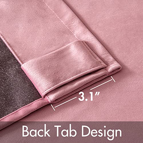 MIULEE Blush Pink Velvet Curtains Thermal Insulated Blackout Curtains/Grommet Window Drapes for Home Theatre/Girls Room/Wedding Decor 52 x 96 Inches Set of 2 Bundle Back Tab Velvet Curtains 2 Panels