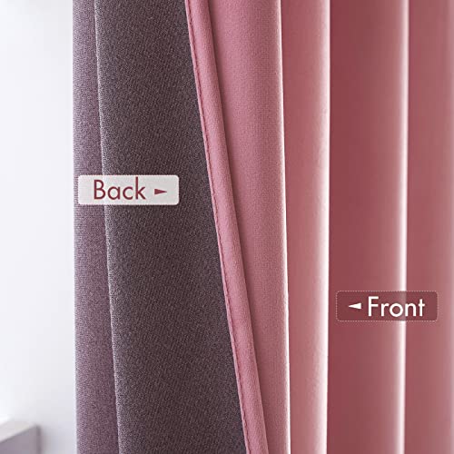 MIULEE Blush Pink Velvet Curtains Thermal Insulated Blackout Curtains/Grommet Window Drapes for Home Theatre/Girls Room/Wedding Decor 52 x 96 Inches Set of 2 Bundle Back Tab Velvet Curtains 2 Panels