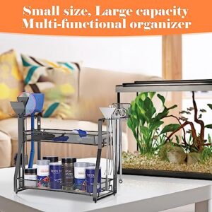 Amawarm Fish Tank Accessories Organizer, Fish Tank Cleaning Tools Organizer Rack, Aquarium Aquascape Tools Organizer, Aquarium Fish Nets Organizer, Organizer Rack for Aquarium and Fish Tank (Black)