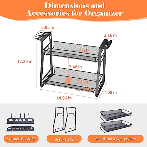 Amawarm Fish Tank Accessories Organizer, Fish Tank Cleaning Tools Organizer Rack, Aquarium Aquascape Tools Organizer, Aquarium Fish Nets Organizer, Organizer Rack for Aquarium and Fish Tank (Black)