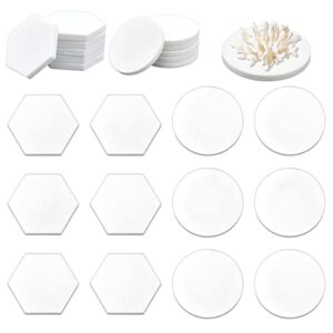 chgcraft 12pcs 2styles coral frag plate base porcelain coralline coral frag bases flat round hexagon coral frag tiles for most aquarium coral fragments, white, 60mm