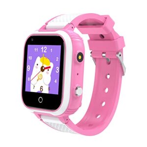 4g smart watch for kids, smart watch with gps tracker two way calling, text voice & video chat, sos, wifi, waterproof touch screen wrist watch suitable for 4-12 boys girls birthday gifts. (pink)