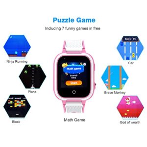 4G Smart Watch for Kids, Smart Watch with GPS Tracker Two Way Calling, Text Voice & Video Chat, SOS, WiFi, Waterproof Touch Screen Wrist Watch Suitable for 4-12 Boys Girls Birthday Gifts. (Pink)