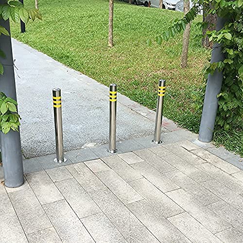 Parking Barrier Stainless Steel Security Posts for Driveways Car Parking Space Lock 2 Pack Detachable Parking Pile with Reflective Tape