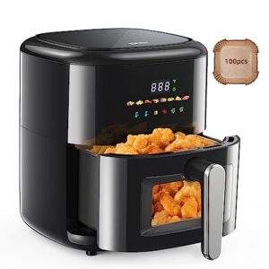 digital touchscreen 6 in 1 air fryer oven, 1600w 5.8quart capacity can air fry, roast, reheat with visible window, nonstick basket and crisper plate.oil less electric cooker, perfect for busy families
