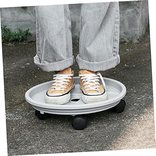 Yardwe Flower Pot Tray House Plants Round Planter Carts with Wheels Heavy Duty Flower Pot Mover Planter Caddy Modern Plant Stand Grey Planter Rolling Caddy Plant Stands Flower Pot Stand