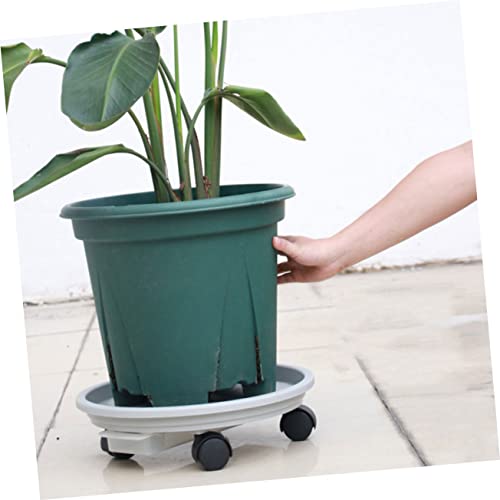 Yardwe Flower Pot Tray House Plants Round Planter Carts with Wheels Heavy Duty Flower Pot Mover Planter Caddy Modern Plant Stand Grey Planter Rolling Caddy Plant Stands Flower Pot Stand