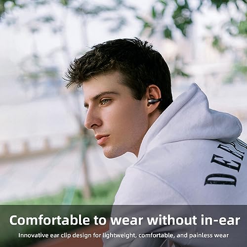 FUNGORGT Bluetooth Earbuds Wireless Headphones Bluetooth 5.3 Digital LED Display Clip on Earphones with Sports Stereo in Ear Clip on Headphones with Charging Case,for Sports/Workout-Black