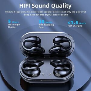 FUNGORGT Bluetooth Earbuds Wireless Headphones Bluetooth 5.3 Digital LED Display Clip on Earphones with Sports Stereo in Ear Clip on Headphones with Charging Case,for Sports/Workout-Black