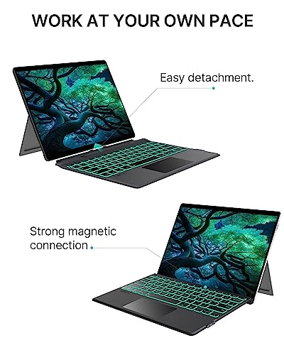 typecase Type Cover for Microsoft Surface Pro 9 Keyboard/Pro 8/Pro X 13 Inch: 11-Color Backlit - Multi-Touch Trackpad - Wireless Magnetic Detachable Keyboard - Slim Portable Keyboard with Pen Holder