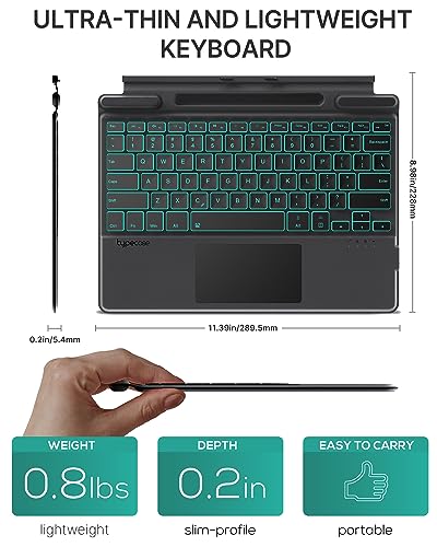 typecase Type Cover for Microsoft Surface Pro 9 Keyboard/Pro 8/Pro X 13 Inch: 11-Color Backlit - Multi-Touch Trackpad - Wireless Magnetic Detachable Keyboard - Slim Portable Keyboard with Pen Holder