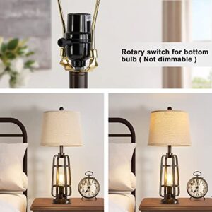 28.7" Farmhouse Table Lamps for Living Room Set of 2, Touch Lamps for Nightstand with Oil Rubbed Bronze Finish, Industrial Table Lamp for Bedroom