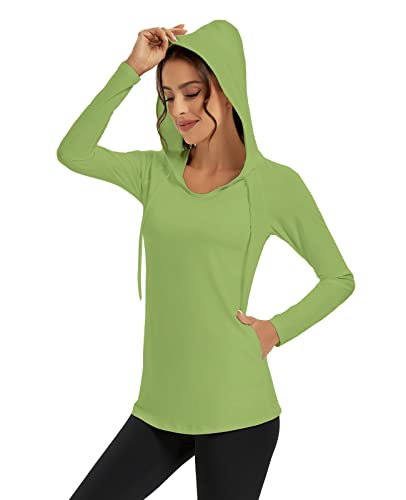 Vodi Mosa Lighweight Thin Hoodies For Women Summer Fall Athletic Hooded Sweatshirts Womens Sun Shirt（Green, L）