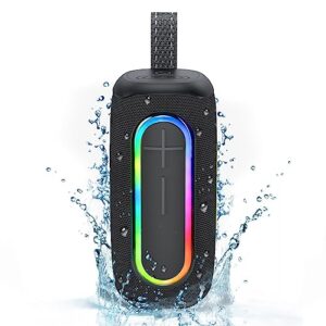 awei loud bluetooth speakers, 40w deep bass portable wireless speaker, build-in mic, ipx7 waterproof with dynamic rgb light, outdoor bluetooth speaker via bluetooth 5.3/3.5mm aux-in/tf card connection