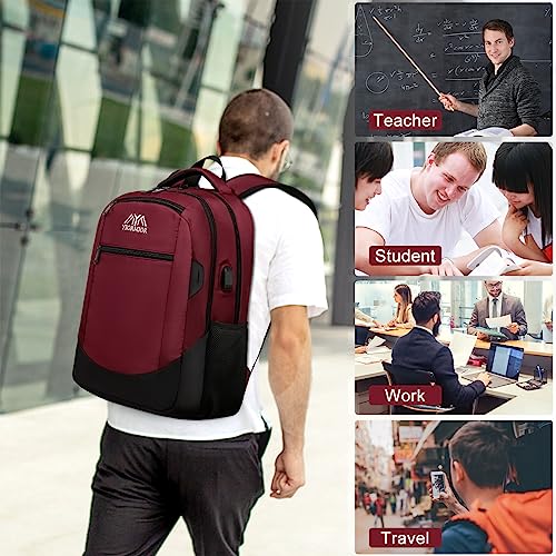 Bookbag Sports Backpack, Slim Lightweight Durable Laptop Backpack for School Travel College Bag with USB Charging Port Computer Bag Gifts for Men & Women Fits 15.6 Inch Notebook Over 3 Years Old