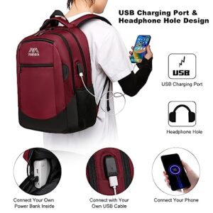 Bookbag Sports Backpack, Slim Lightweight Durable Laptop Backpack for School Travel College Bag with USB Charging Port Computer Bag Gifts for Men & Women Fits 15.6 Inch Notebook Over 3 Years Old