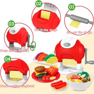 35PCS Play Dough for Kids, Creations Kitchen Play Food Color Dough Noodle Machine Toy Set, Dough Accessories Sets Christmas Birthday Gift for Kids Age 3 4 5 6 7 8