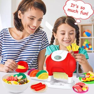 35PCS Play Dough for Kids, Creations Kitchen Play Food Color Dough Noodle Machine Toy Set, Dough Accessories Sets Christmas Birthday Gift for Kids Age 3 4 5 6 7 8