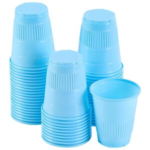 jmu 50pcs small plastic dental cups 5 oz blue plastic cups disposable drinking cups, rinse cups, bathroom cups, party cups