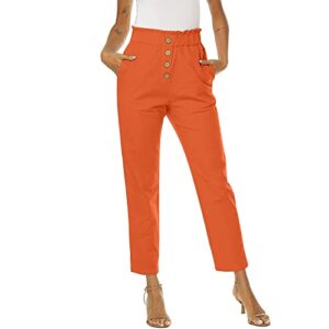 crop pants for women cotton linen pants summer casual high waisted button capris regular fit solid lounge cropped pant
